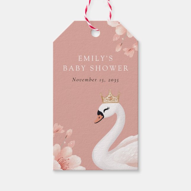 Svan Little Princess Baby Shower Presentetikett (Framsidan)