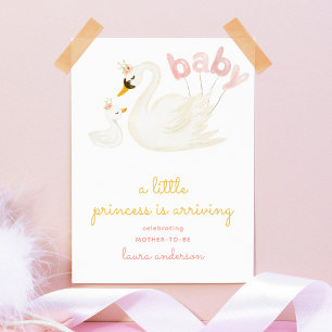 Svan Little Princess Watercolor Rosa Baby Shower Poster