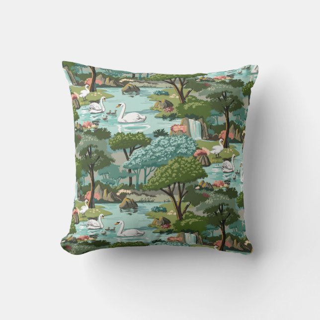 Svan målar Retro stil för sjön numrerar by Kudde (Framsida)