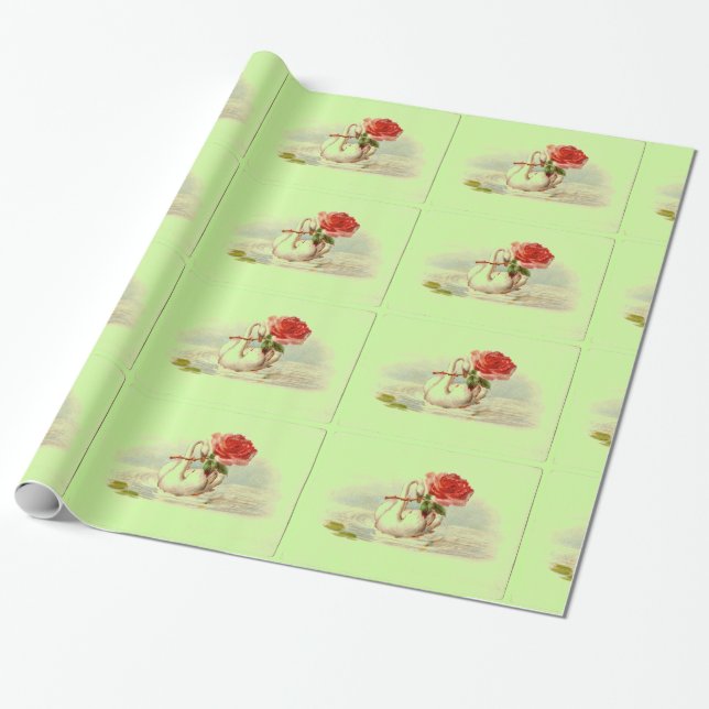 Svan med Ro Gift Wrapping Papper Presentpapper (Utrullad)