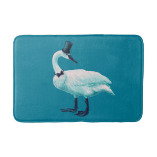 Svan med Top hat Quirky Funny Bird Art Badrumsmatta