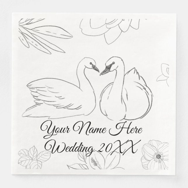 Svan och botanisk pappersservett (Framsida)