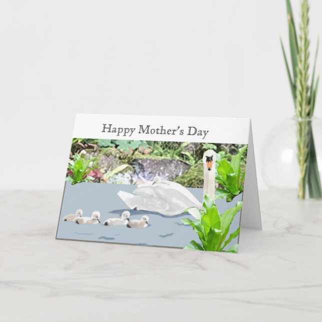 Svan och Cygnet Mor dag Helgkort (Framsida)