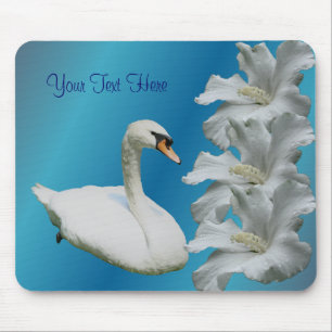 Svan och Hibiscus blommor av arten Mousepad Musmatta