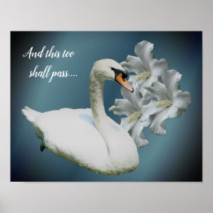 Svan och Hibiscus Flowers inspiration Poster