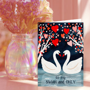 SVAN och ONLY Valentine Kärlek Whimsical Birds Kort