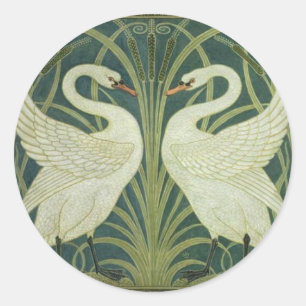 Svan och Rush Art nouveau Sticker Runt Klistermärke