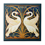 Svan och Rush och Iris. Kakelplatta<br><div class="desc">Snygg vintage - Svan och Rush och Iris,  1875-grafik av Walter Crane</div>