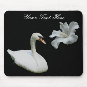 Svan och vit Hibiscus Flower Mousepad Musmatta