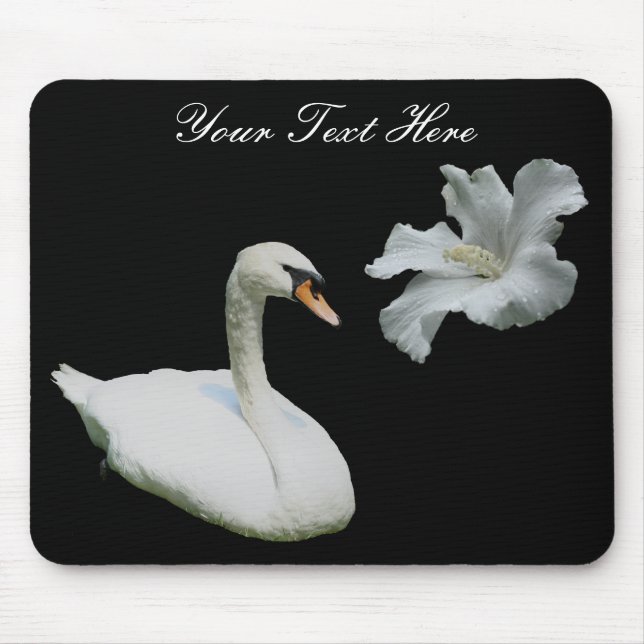 Svan och vit Hibiscus Flower Mousepad Musmatta (Framsidan)