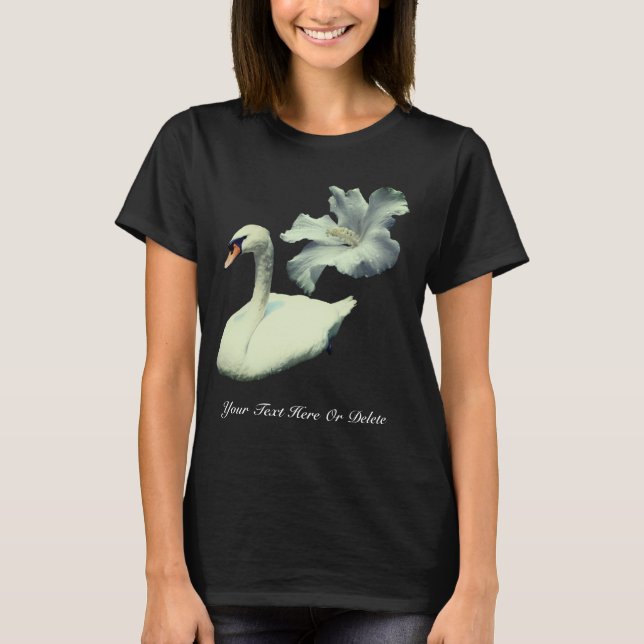 Svan Och Vit Hibiskusblomma Personlig T Shirt (Framsida)