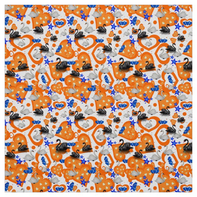 Svan Orange Hearts Fabric Tyg (Provkarta)