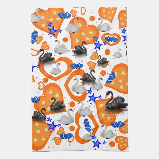 Svan Orange Hearts Kitchen Hand Towel Kökshandduk (Vertikal)