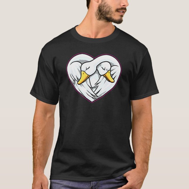 Svan par Heart Shape Kärlek Animals T Shirt (Framsida)