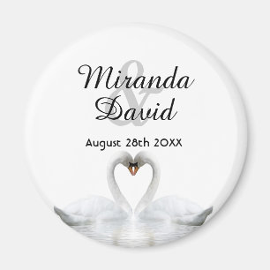 Svan par namn monogram bröllop magnet