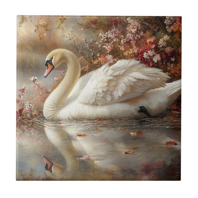 Svan Pastel Autumn Foliage Paeing Kakelplatta (Framsidan)