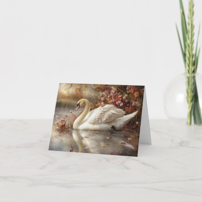 Svan Pastel Autumn Foliage Paeing Kort (Framsida)