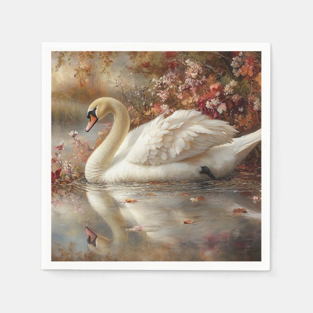 Svan Pastel Autumn Foliage Paeing Pappersservett (Framsidan)