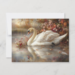 Svan Pastel Autumn Foliage Paeing Vykort