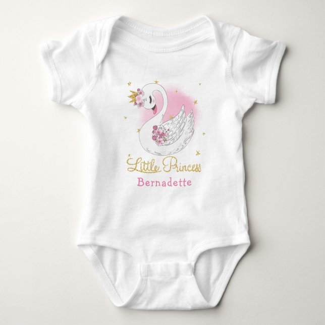 Svan Princess 1st Birthday Baby Bodykostym T Shirt (Framsida)