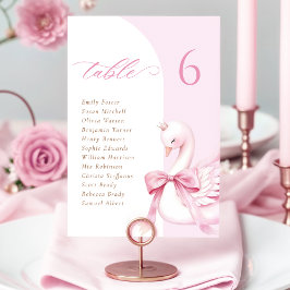 Svan Princess Baby Shower Bord-sätskort Bordsnummer