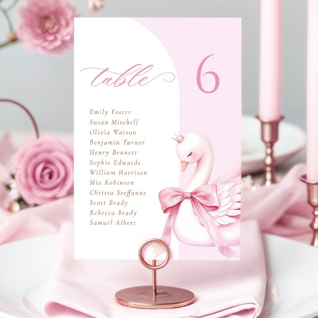 Svan Princess Baby Shower Bord-sätskort Bordsnummer (Skapare uppladdad)