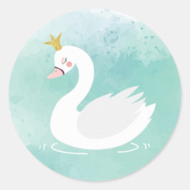 Svan Princess Birthday Envele Seals, Svan Sjö Runt Klistermärke