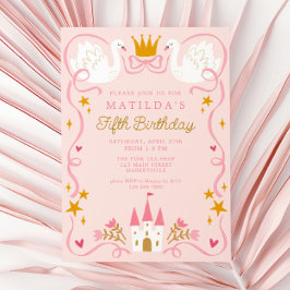 Svan Princess Birthday Inbjudningar