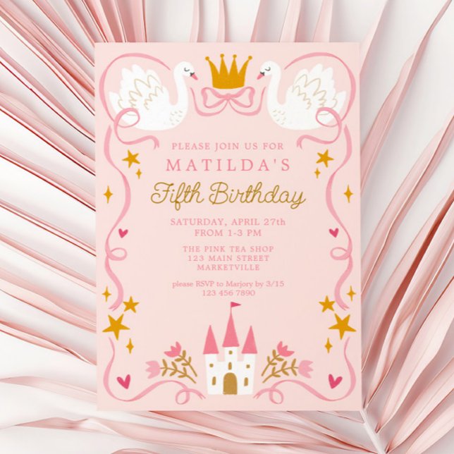 Svan Princess Birthday Inbjudningar (Skapare uppladdad)