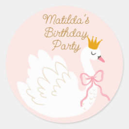 Svan Princess Birthday Runt Klistermärke
