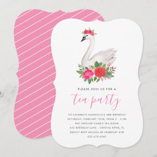 Svan Princess Birthday Tea Party Inbjudningar