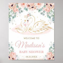 Svan Princess  Blommigt Baby Shower Välkommen Poster