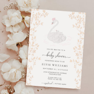 Svan Princess Girl Baby Shower Inbjudningar