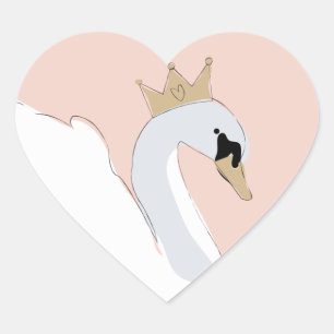Svan Princess Hjärtformat Klistermärke