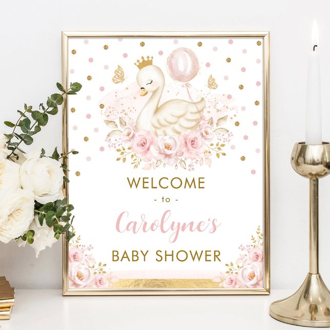 Svan Princess med Rosa Balloon Välkommen Flicka Poster (Skapare uppladdad)