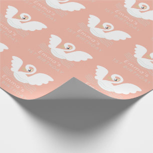Svan Princess Modern Rosa Girl Birthday Presentpapper