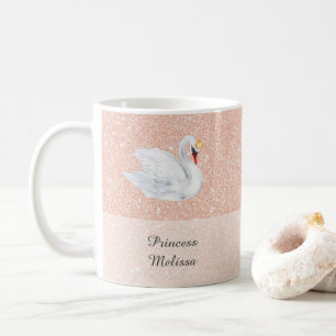 Svan Princess Monogram Ro Guld Glitter Monogram Kaffemugg