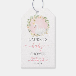 Svan Princess Rosa Baby Shower Gift Märkre Presentetikett