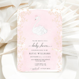 Svan Princess Rosa Baby Shower Inbjudningar