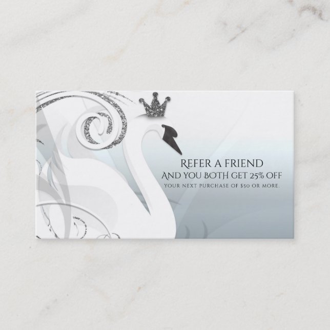 Svan Princess Silver & White Refer a Friend Rabattkort (Framsida)
