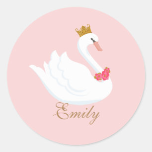 Svan Princess Sticker Runt Klistermärke
