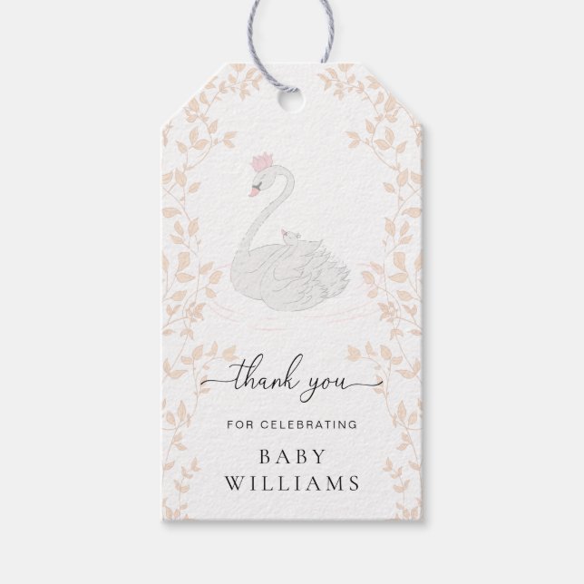 Svan Princess Tack Favor Presentetikett (Framsidan)