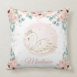 Svan Prinsessan  Rosa Poppy Blommigt Greenery Kudde