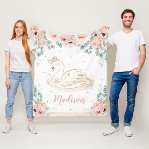 Svan prinsessans Peach-Blommigt Chic Fleecefilt