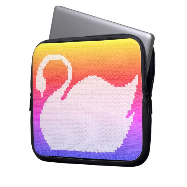 Svan Rainbow Artisan Crochet Print Electronics Bag Laptop Fodral (Framsidan Vänster)