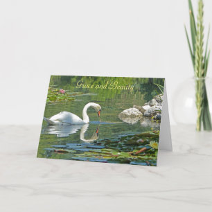 SVAN REFLEKTERAD I POND/GRACE OCH BEAUTY/BIRTHDAY KORT