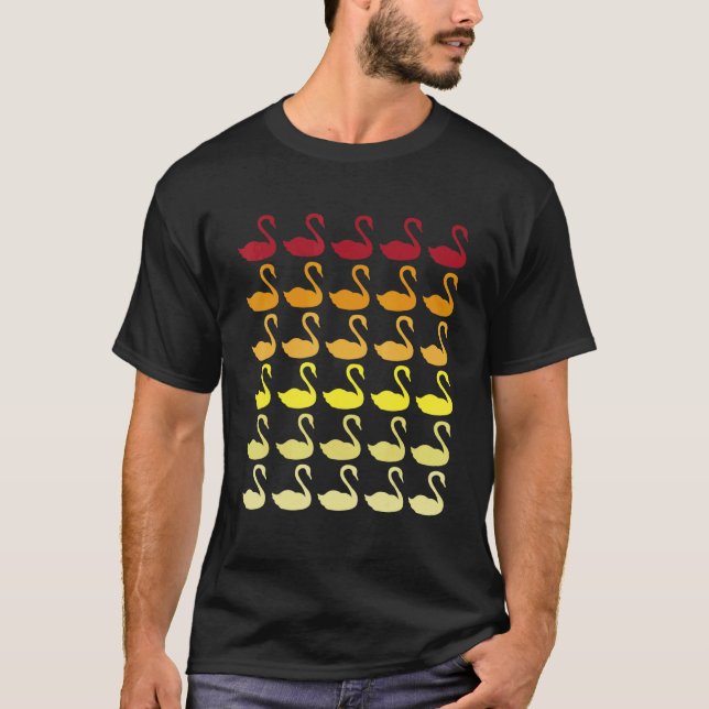 Svan Retro Djurmönster T Shirt (Framsida)