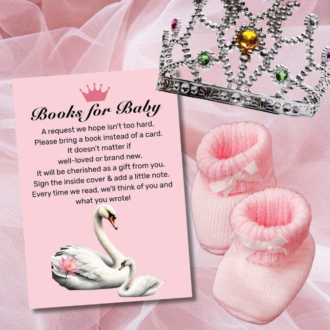 Svan Rosa Lotus Blommigt Baby Shower Bok Request Tilläggskort (Skapare uppladdad)