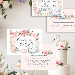 Svan Rosa Ribbon Elegant Blommigt Bokar för Baby Tilläggskort