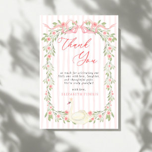 Svan Rosa Slinga Blommiga Rosor Baby Shower Tack Kort